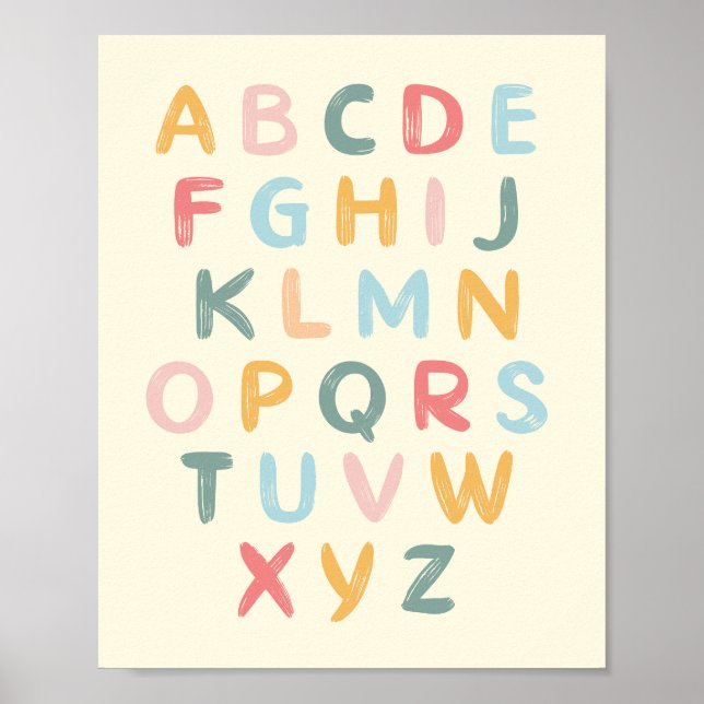 Alphabet Nursery Decor ABC Chart Poster (Front)