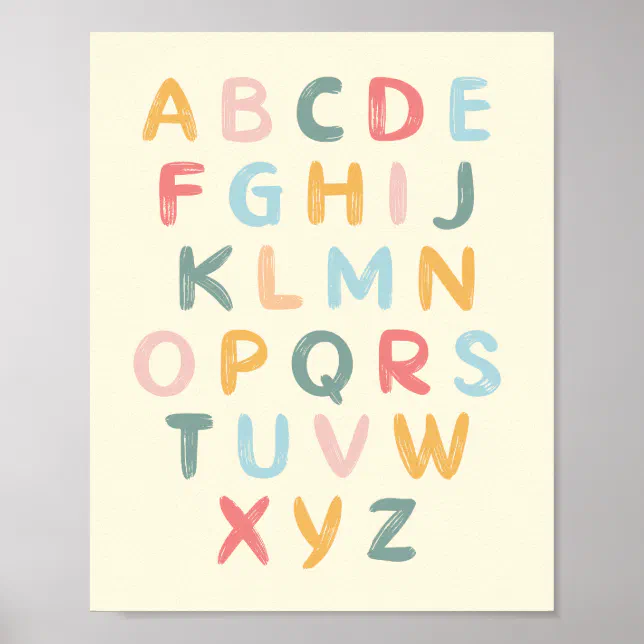 Alphabet Nursery Decor ABC Chart Poster | Zazzle