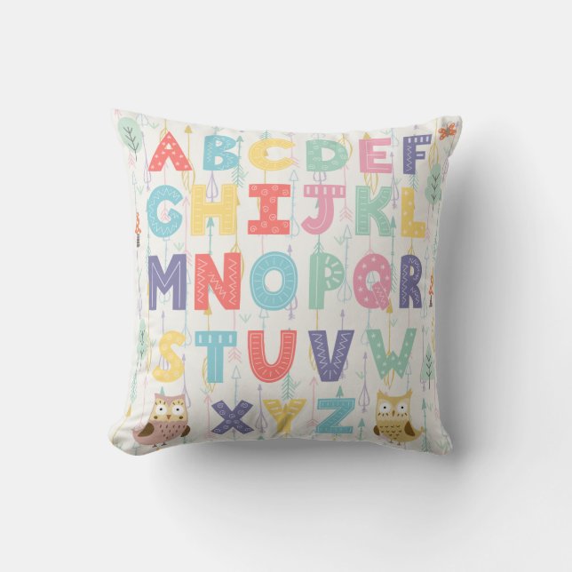 Alphabet Nursery Throw Pillow (Front)