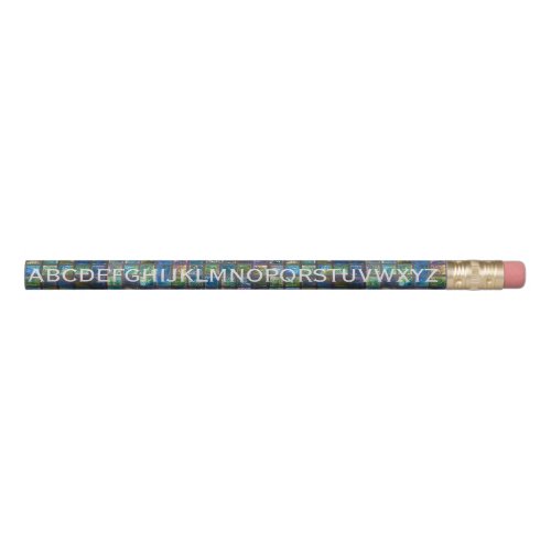 Alphabet on Shiny Aqua Tiles Pencil