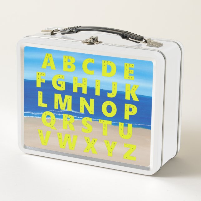 Alphabet on the Ocean Scene Lunch Box (Front)