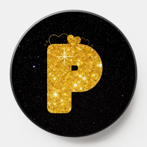 Alphabet P Glitter Effect Pop Socket