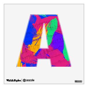Alphabet - Paint Brush Strokes Music Notes Wall Decal