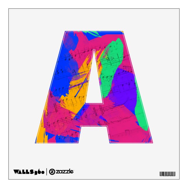 Alphabet - Paint Brush Strokes Music Notes Wall Decal (Front)