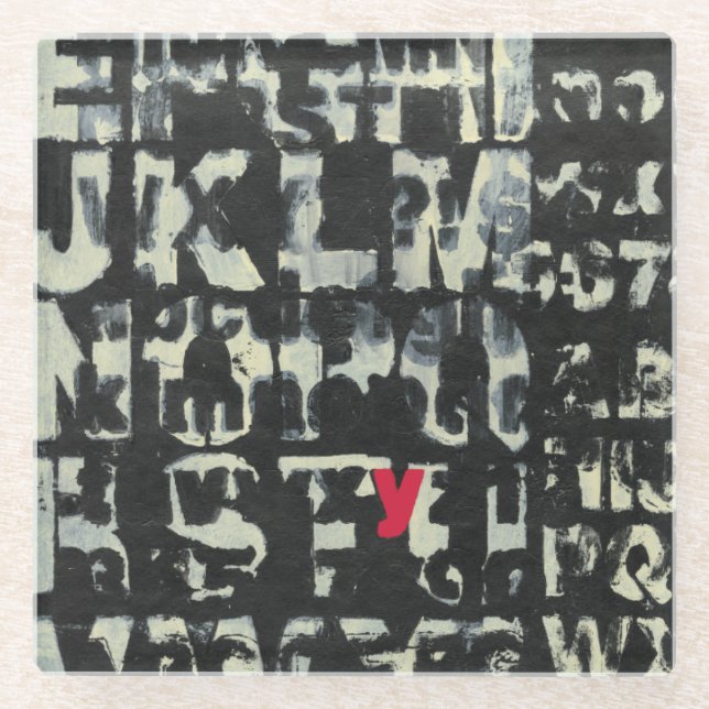 Alphabet Painting by Norman Wyatt Glass Coaster (Front)