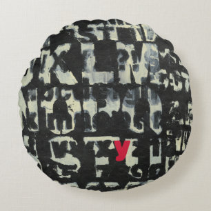 Alphabet Painting by Norman Wyatt Round Pillow