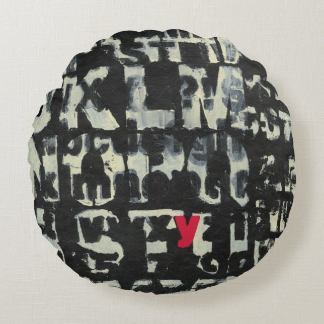 Alphabet Painting by Norman Wyatt Round Pillow (Front)