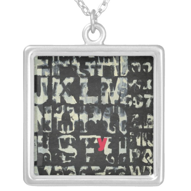 Alphabet Painting by Norman Wyatt Silver Plated Necklace (Front)