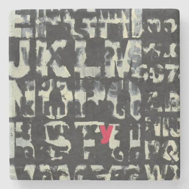 Alphabet Painting by Norman Wyatt Stone Coaster (Front)