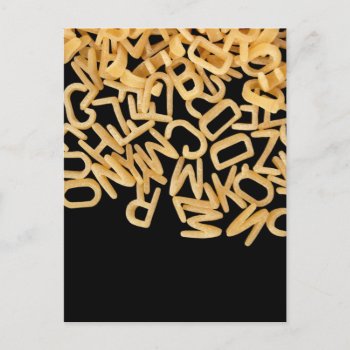 Alphabet Pasta Background Postcard by sirylok at Zazzle