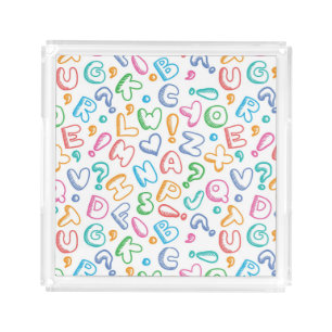 alphabet pattern acrylic tray