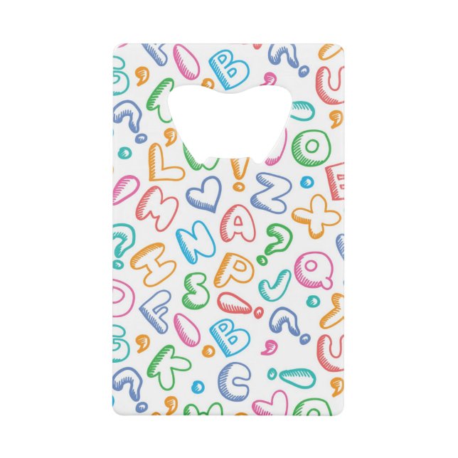 alphabet pattern credit card bottle opener (Front)