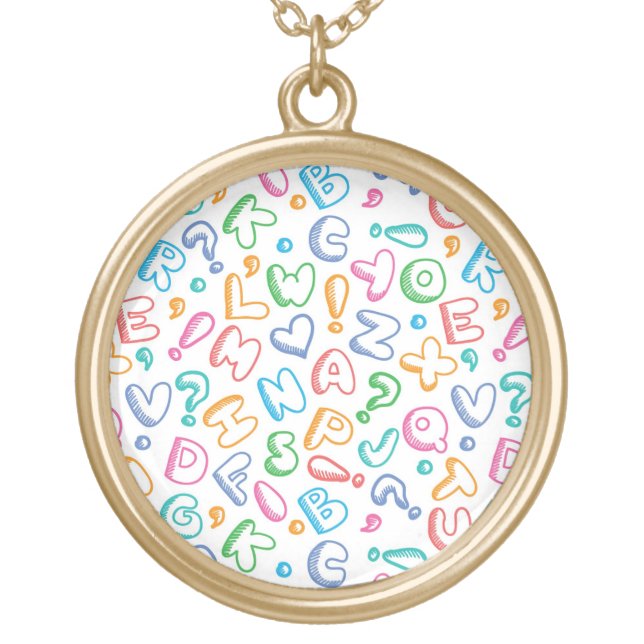 alphabet pattern gold plated necklace (Front)