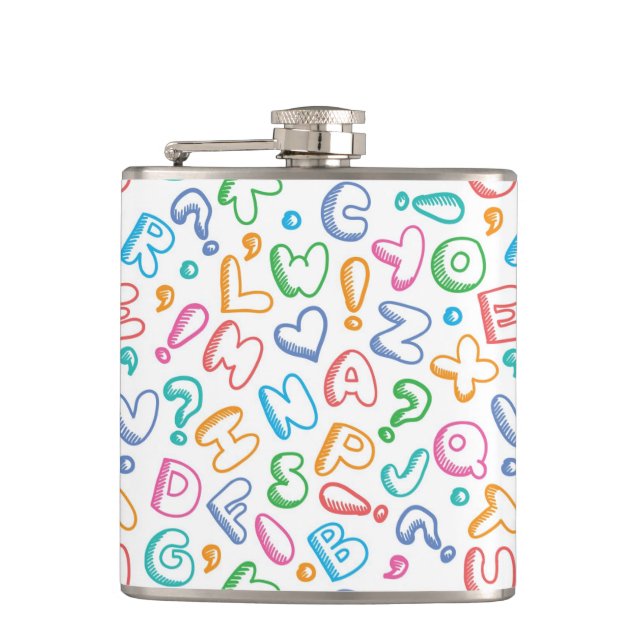 alphabet pattern hip flask (Front)