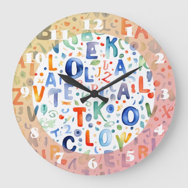 Alphabet Pattern  Large Clock (Front)