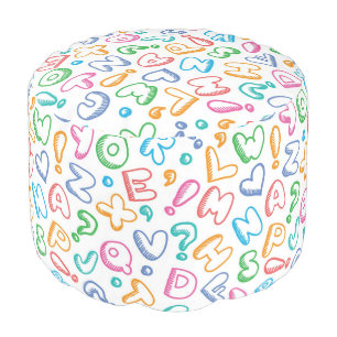 alphabet pattern pouf