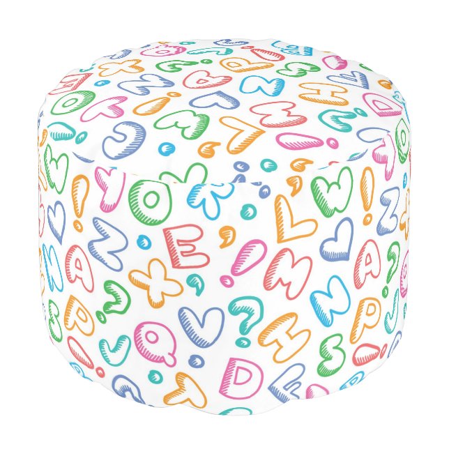 alphabet pattern pouf (Angled Front)
