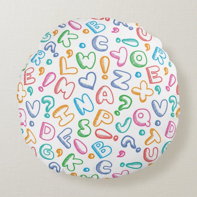 alphabet pattern round pillow (Front)