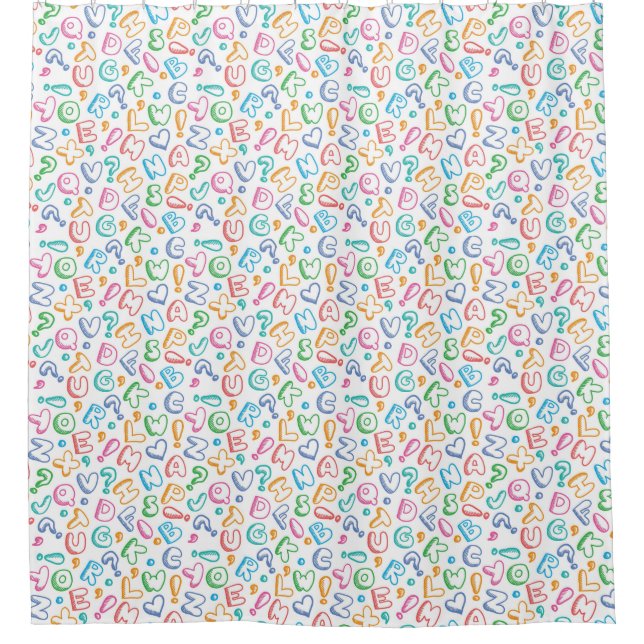alphabet pattern shower curtain (Front)