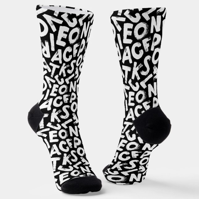 Alphabet pattern socks (Angled)