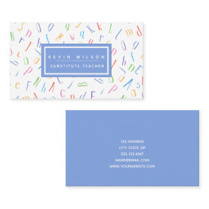 Alphabet Pattern - Substitute Teacher / Tutor Business Card