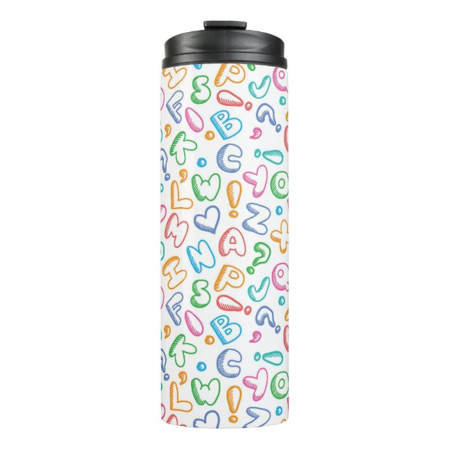 alphabet pattern thermal tumbler (Front)