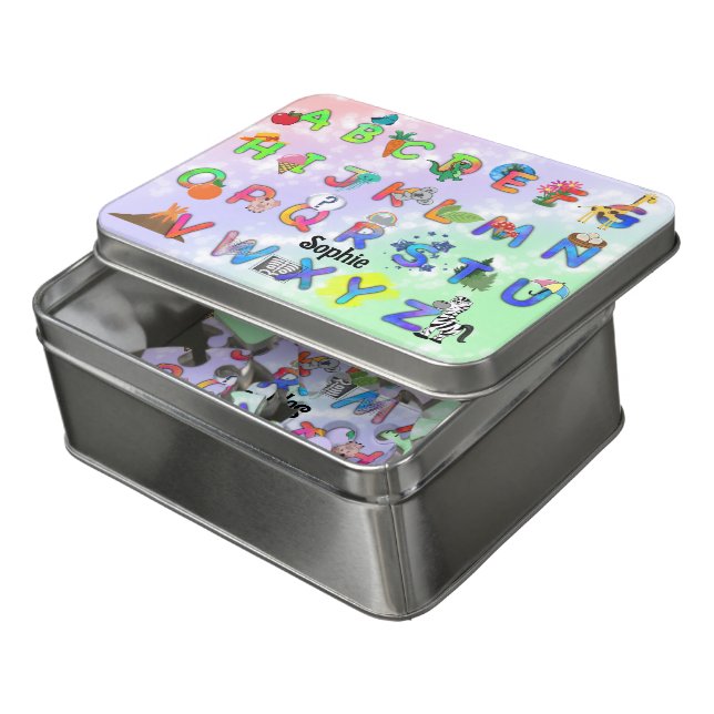 Alphabet Personalized  Jigsaw Puzzle (Lid Open)