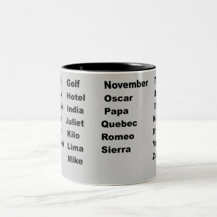 Alphabet Phonetic Aviation Two-Tone Coffee Mug