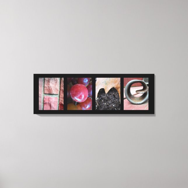 Alphabet Photography Collage, HOME Letter Word Art Canvas Print (Front)