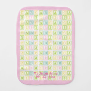 Alphabet Pink Baby Girl Name Personalized Burp Cloth