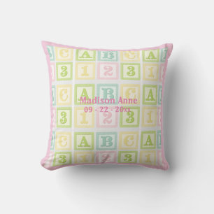 Alphabet Pink Baby Girl Name Personalized Throw Pillow