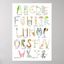 Alphabet Poster - Animal and Object Letters