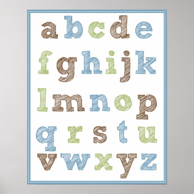 Alphabet Poster for Boy's Nursery (Front)