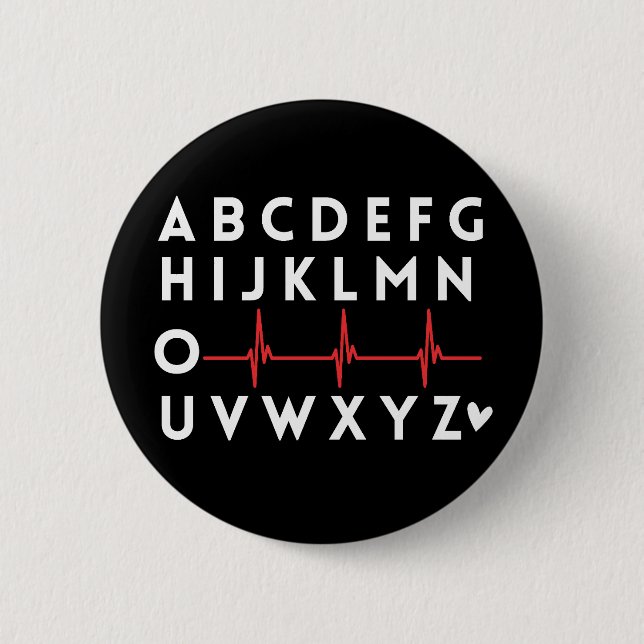 Alphabet PQRST Nurse Button (Front)