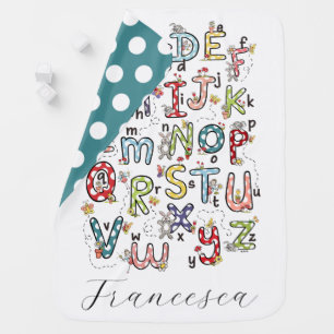 Alphabet Rabbits, Butterflies, Fairies & Flowers Baby Blanket