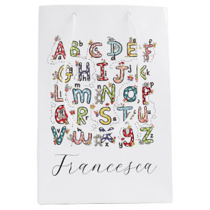 Alphabet Rabbits, Butterflies, Fairies & Flowers  Medium Gift Bag