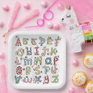 Alphabet Rabbits, Butterflies, Fairies & Flowers Paper Plates