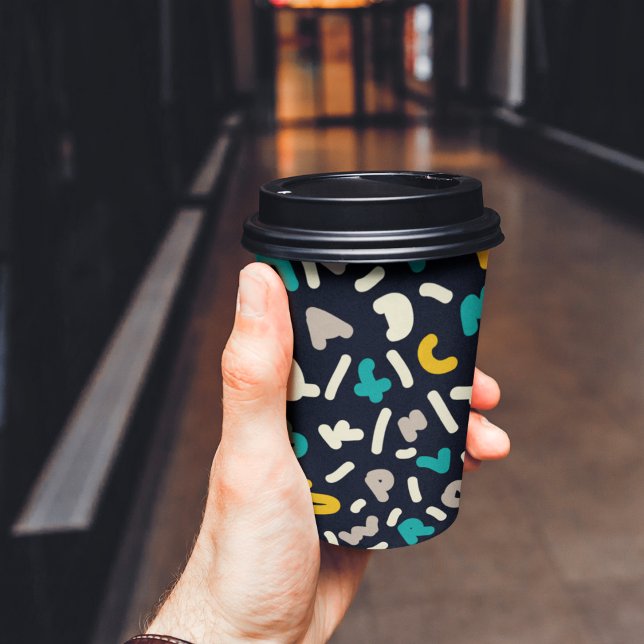 Alphabet Random Letters Art Paper Cups (alphabet pattern kids learning, kids,adult party stationery, birthday party use and throw paper cups)