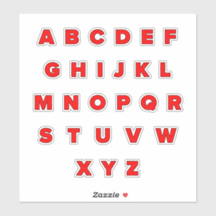 Alphabet Red Color Sticker Sheet — Flat Look