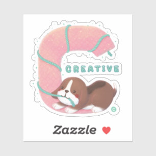 Alphabet Series: "C" Creative Beagle Illustration Sticker