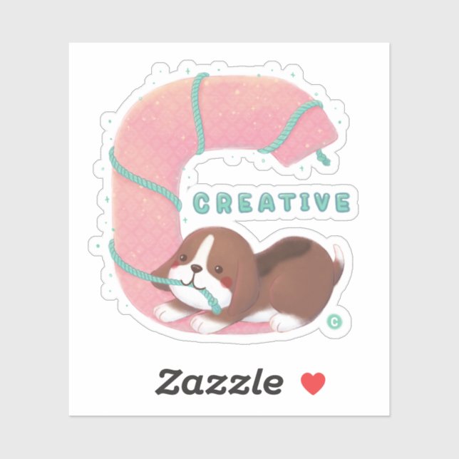 Alphabet Series: "C" Creative Beagle Illustration Sticker (Sheet)