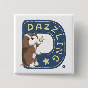 Alphabet Series: "D" Dazzling Beagle Illustration Button