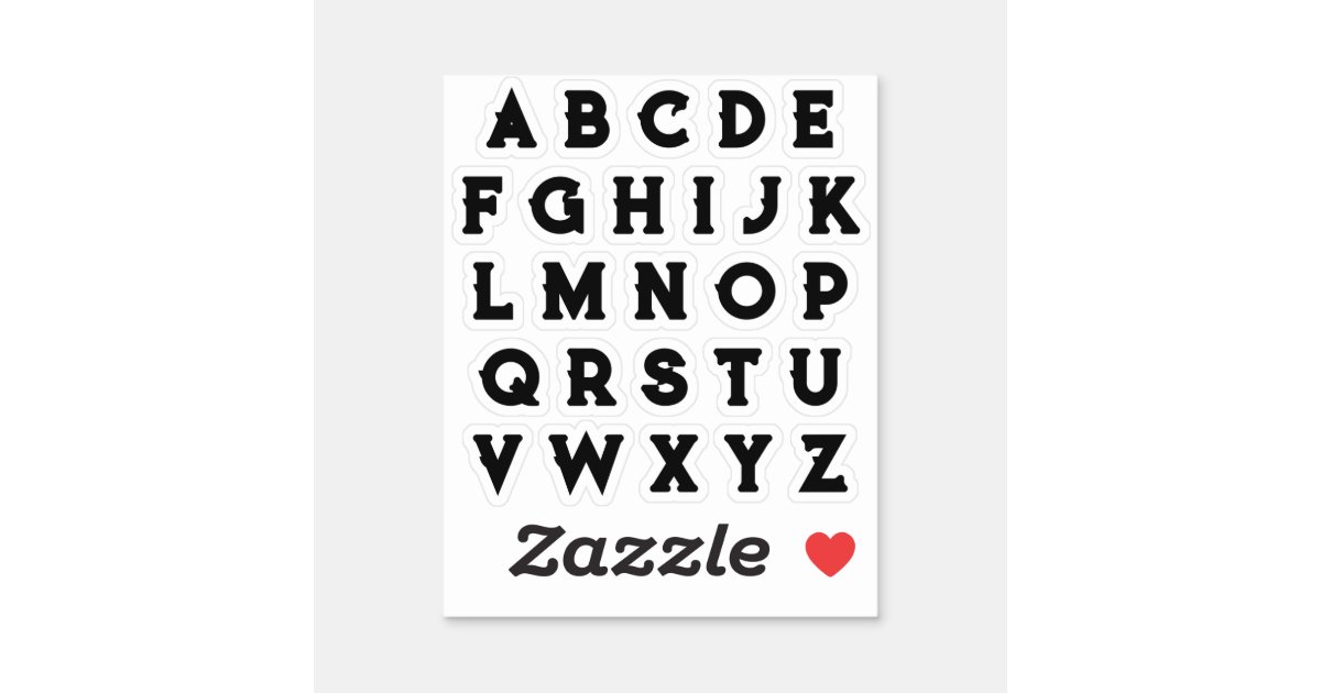 Sticker Sheet Alphabet Letters Monogram Black & White N Planner Seal