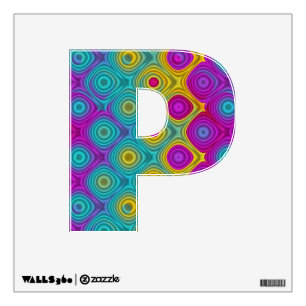 Alphabet Shape P - Funny Colored Fractal Pattern Wall Sticker