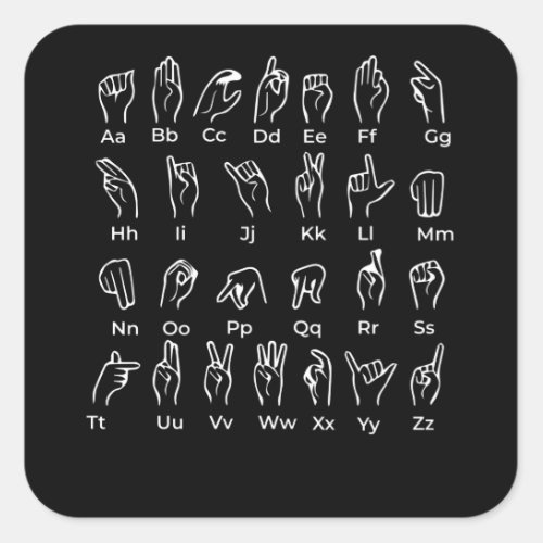 Alphabet Sign Language Square Sticker