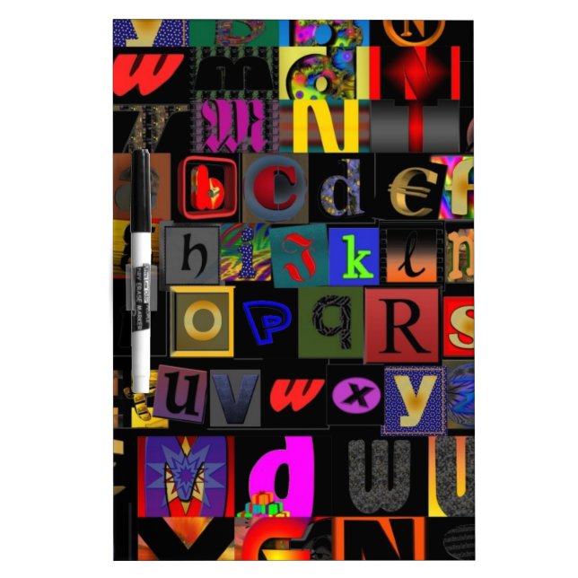 Alphabet Soup, mosaic letters design, fun colourfu Dry-Erase Board (Front)