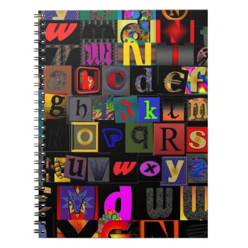 Alphabet Soup mosaic letters design fun colourfu Notebook