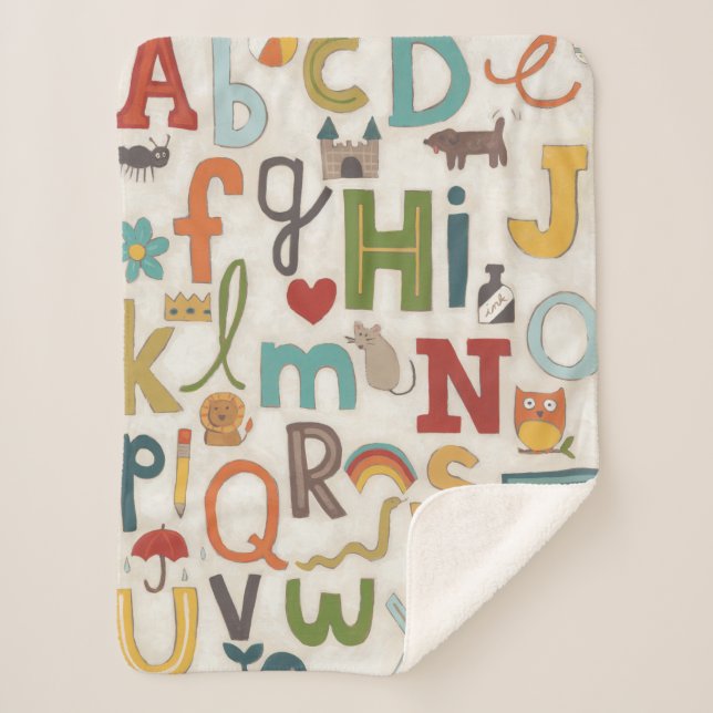 Alphabet Soup Sherpa Blanket (Front)