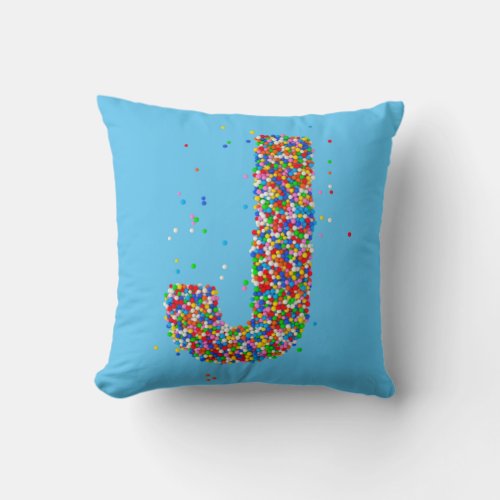 Alphabet Sprinkles Monogrammed Initial J Cushion