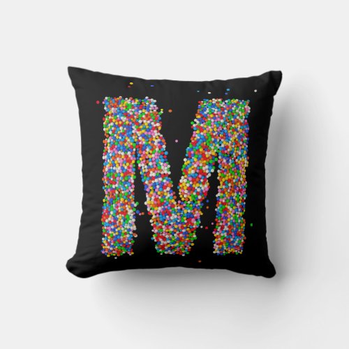 Alphabet Sprinkles Monogrammed Initial M Cushion